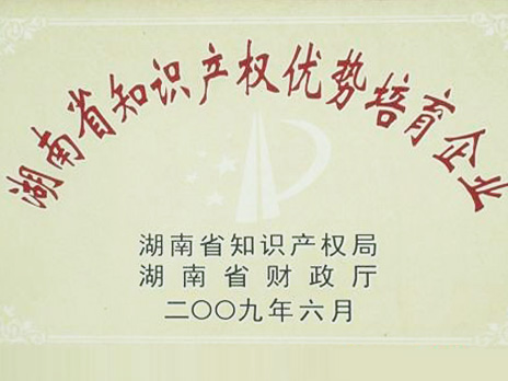 湖南省知識產(chǎn)權優(yōu)勢培育企業(yè)